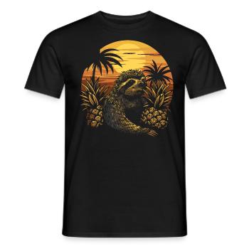 Sloth Sloth Animal Sloth Wilderness Beach Palm Trees - Men's T-Shirt - black - Front - AI Model Male 178 light (178cm)