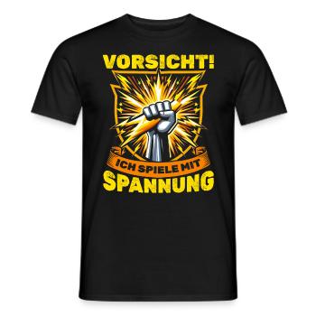 Électriciens, méfiez-vous ! Je joue avec la tension - T-shirt homme - noir - Devant - AI Model Male 178 light (178cm)