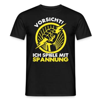 Électriciens, méfiez-vous ! Je joue avec la tension - T-shirt homme - noir - Devant - AI Model Male 178 light (178cm)