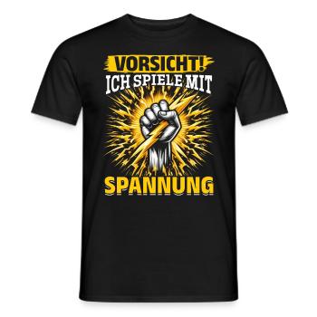 Électriciens, méfiez-vous ! Je joue avec la tension - T-shirt homme - noir - Devant - AI Model Male 178 light (178cm)