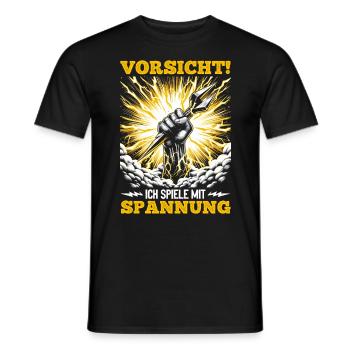 Électriciens, méfiez-vous ! Je joue avec la tension - T-shirt homme - noir - Devant - AI Model Male 178 light (178cm)