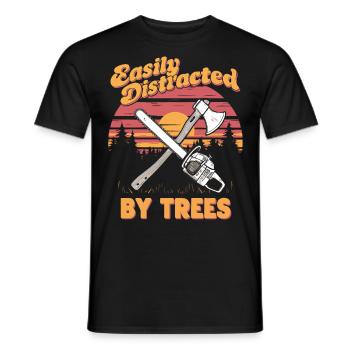 Facilement distrait par les arbres Conception forestière rustique - T-shirt homme - noir - Devant - AI Model Male 178 light (178cm)
