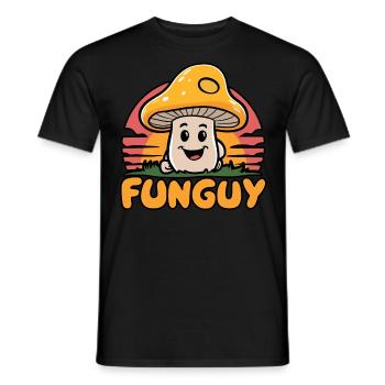Funny Cartoon Mushroom Character Fun Guy - Men's T-Shirt - black - Front - AI Model Male 178 light (178cm)
