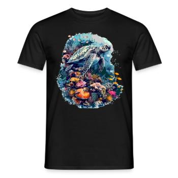 Vibrant Colorful Aquatic and Marine Life - Men's T-Shirt - black - Front - AI Model Male 178 light (178cm)