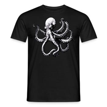 Komplizierte Schwarz-Weiß-Oktopus-Illustration - Männer T-Shirt - Schwarz - Vorne - AI Model Male 178 light (178cm)