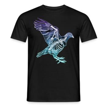 Artistic X-Ray Pigeon in Flight Illustration - Men's T-Shirt - black - Front - AI Model Male 178 light (178cm)