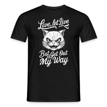 Playful Angry Live Let Live Cat Typography Design - Men's T-Shirt - black - Front - AI Model Male 178 light (178cm)