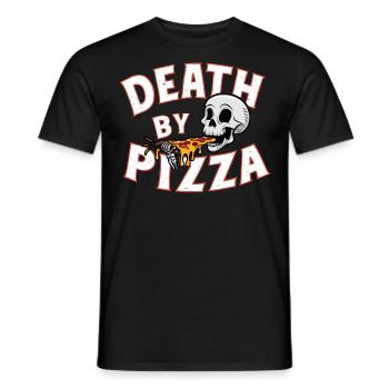 Crâne humoristique mangeant pizza Graphique drôle - T-shirt homme - noir - Devant - AI Model Male 178 light (178cm)