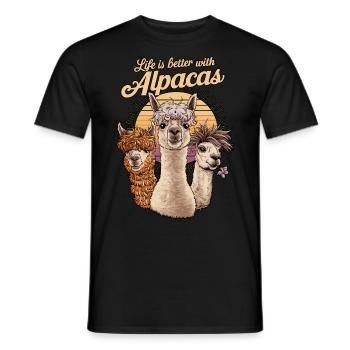 La vie est meilleure avec les alpagas, Alpaga Cute Art, - T-shirt homme - noir - Devant - AI Model Male 178 light (178cm)