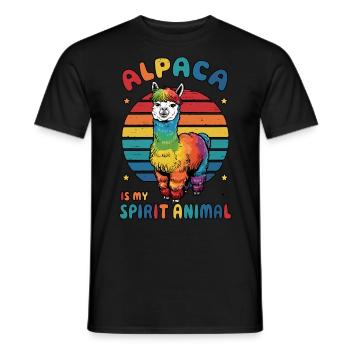 Alpaga animal, arc-en-ciel, alpaga, Art, Fun - T-shirt homme - noir - Devant - AI Model Male 178 light (178cm)
