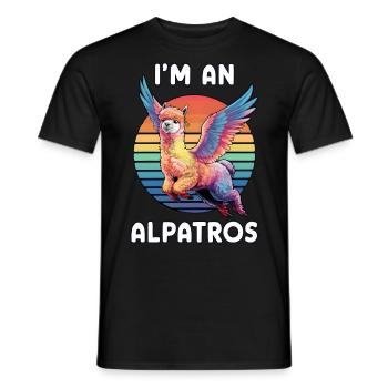 I'm an Alpatros, Funny Winged Alpaca, Colorful - Men's T-Shirt - black - Front - AI Model Male 178 light (178cm)