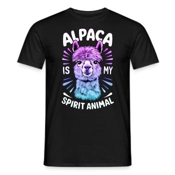 Alpaga animal, Alpaga arc-en-ciel Art, Fun - T-shirt homme - noir - Devant - AI Model Male 178 light (178cm)