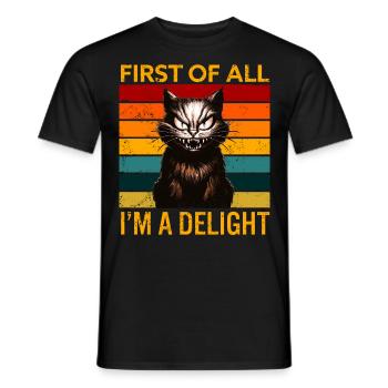 Tout d’abord, je suis un délice Angry Cat Humour - T-shirt homme - noir - Devant - AI Model Male 178 light (178cm)