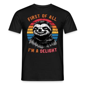 First Of All I'm A Delight Fierce Cat Humor - Men's T-Shirt - black - Front - AI Model Male 178 light (178cm)