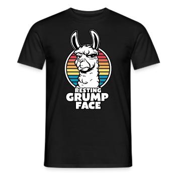 Ruhendes Mürrisches Gesicht Lama Lustiger Retro Regenbogen - Männer T-Shirt - Schwarz - Vorne - AI Model Male 178 light (178cm)