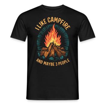 Lagerfeuer Liebhaber Lustig Introvertiert Outdoor Camping - Männer T-Shirt - Schwarz - Vorne - AI Model Male 178 light (178cm)