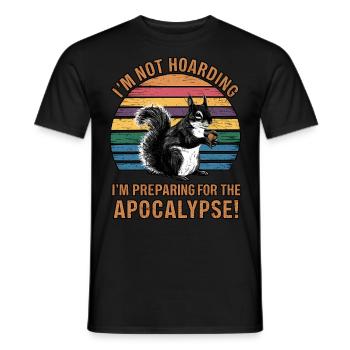 Funny Squirrel Retro Hoarding Humor Survival - Men's T-Shirt - black - Front - AI Model Male 178 light (178cm)