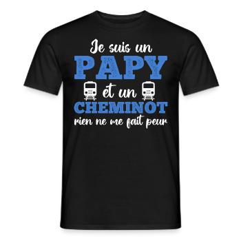 Je suis un papy cheminot humour train cadeau - T-shirt homme - noir - Devant - AI Model Male 178 light (178cm)