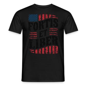 Amerikanische Flagge Fortis et Liber Patriotische Freiheit - Männer T-Shirt - Schwarz - Vorne - AI Model Male 178 light (178cm)