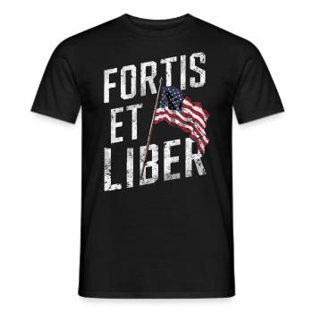 Amerikanische Flagge Fortis et Liber Patriotische Freiheit - Männer T-Shirt - Schwarz - Vorne - AI Model Male 178 light (178cm)