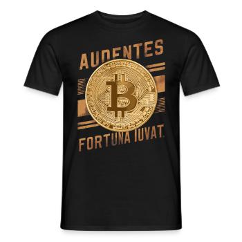 Bitcoin Audentes Fortuna Iuvat Crypto Digital - T-shirt homme - noir - Devant - AI Model Male 178 light (178cm)