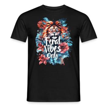 Wild Vibes Nur Löwe Blumig Wild Natur - Männer T-Shirt - Schwarz - Vorne - AI Model Male 178 light (178cm)