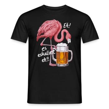 It's escalating anyway! – Flamingo for party lovers - Men's T-Shirt - black - Front - AI Model Male 178 light (178cm)