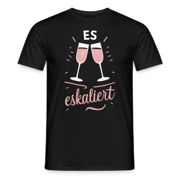 It's escalating anyway! – Happy glass - Men's T-Shirt - black - Front - AI Model Male 178 light (178cm)