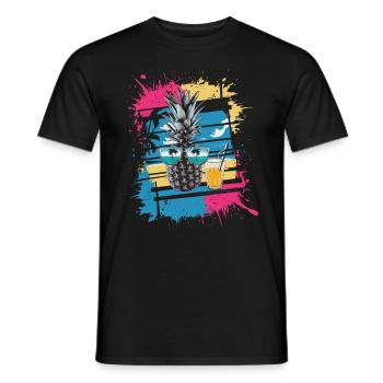 Sun Beach Ananas - Tropisch und Erfrischend - Männer T-Shirt - Schwarz - Vorne - AI Model Male 178 light (178cm)