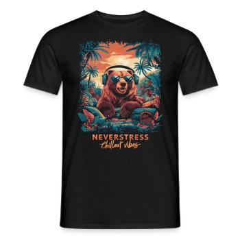 Bear Chillout Vibes Design: Relaxed and Stylish - Men's T-Shirt - black - Front - AI Model Male 178 light (178cm)