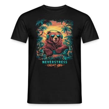 Bear Chillout Vibes Design: Relaxed and Stylish - Men's T-Shirt - black - Front - AI Model Male 178 light (178cm)