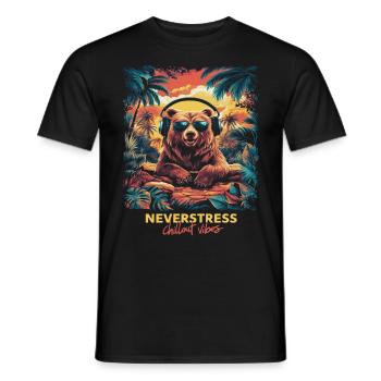 Bear Chillout Vibes Design: Relaxed and Stylish - Men's T-Shirt - black - Front - AI Model Male 178 light (178cm)