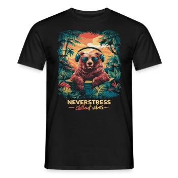 Bear Chillout Vibes Design: Relaxed and Stylish - Men's T-Shirt - black - Front - AI Model Male 178 light (178cm)