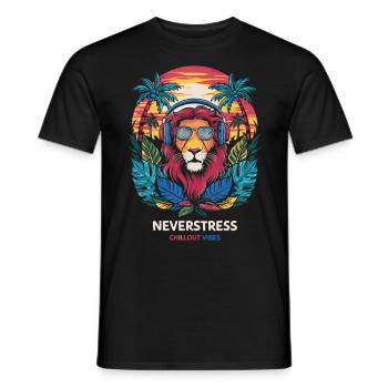 Lion Chillout Vibes Design décontracté et élégant - T-shirt homme - noir - Devant - AI Model Male 178 light (178cm)