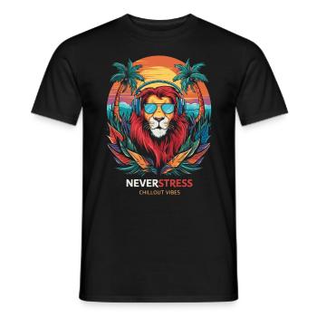 Lion Chillout Vibes Design décontracté et élégant - T-shirt homme - noir - Devant - AI Model Male 178 light (178cm)