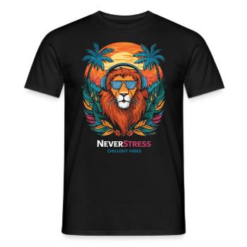Lion Chillout Vibes Design décontracté et élégant - T-shirt homme - noir - Devant - AI Model Male 178 light (178cm)