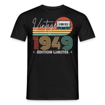 Vintage 1949 Retro Birthday Year Gift 1949 - Men's T-Shirt - black - Front - AI Model Male 178 light (178cm)