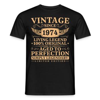 Jahrgang 1974 geboren Legende seit 1974 - Männer T-Shirt - Schwarz - Vorne - AI Model Male 178 light (178cm)