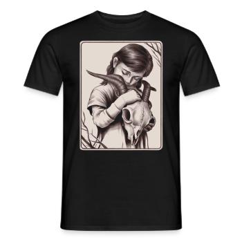 Verborgene Dunkelheit – Mädchen mit Dämonenschädel - Männer T-Shirt - Schwarz - Vorne - AI Model Male 178 light (178cm)