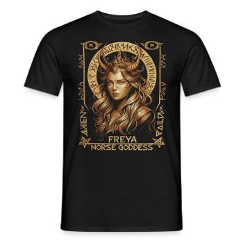 Freya – Göttin der nordischen Mythen - Männer T-Shirt - Schwarz - Vorne - AI Model Male 178 light (178cm)