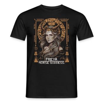 Freya – déesse des mythes nordiques - T-shirt homme - noir - Devant - AI Model Male 178 light (178cm)