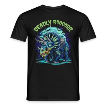 Zombie Triceratops – Deadly Roar für Dinoliebhaber - Männer T-Shirt - Schwarz - Vorne - AI Model Male 178 light (178cm)