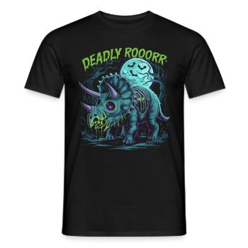 Zombie Triceratops – Deadly Roar für Dinoliebhaber - Männer T-Shirt - Schwarz - Vorne - AI Model Male 178 light (178cm)