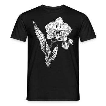 Orchid Flower Botanical Art Vintage Floral - Men's T-Shirt - black - Front - AI Model Male 178 light (178cm)