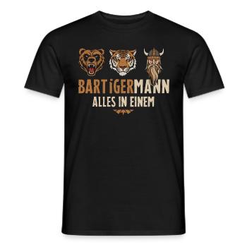 L’ours, le tigre, l’homme – tout en un seul regard puissant - T-shirt homme - noir - Devant - AI Model Male 178 light (178cm)