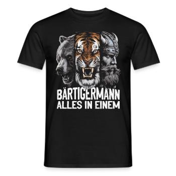 L’ours, le tigre, l’homme – tout en un seul regard puissant - T-shirt homme - noir - Devant - AI Model Male 178 light (178cm)