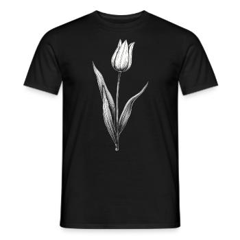 Tulip Flower Botanical Art Vintage Floral Nature - Men's T-Shirt - black - Front - AI Model Male 178 light (178cm)