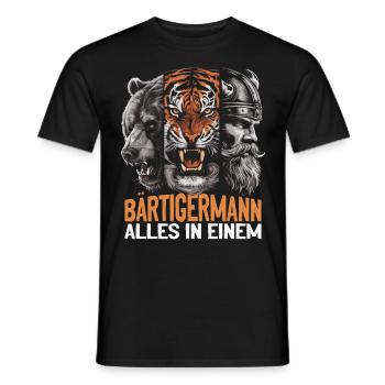 L’ours, le tigre, l’homme – tout en un seul regard puissant - T-shirt homme - noir - Devant - AI Model Male 178 light (178cm)