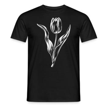 Tulip Flower Botanical Vintage Art Floral Nature - Men's T-Shirt - black - Front - AI Model Male 178 light (178cm)