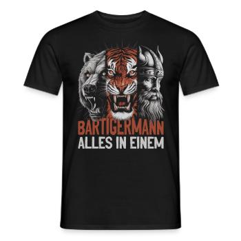 L’ours, le tigre, l’homme – tout en un seul regard puissant - T-shirt homme - noir - Devant - AI Model Male 178 light (178cm)